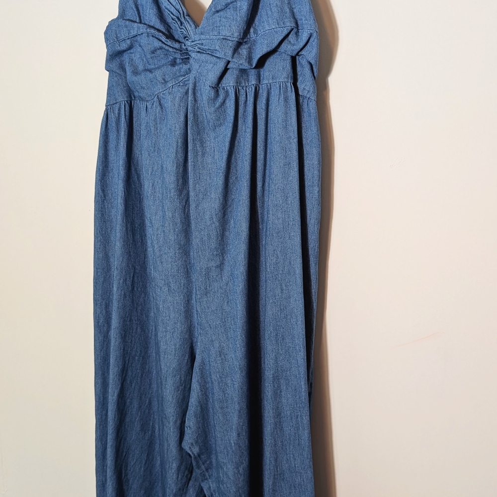 Old Navy Blue Denim Jumpsuit with Tie Detail
